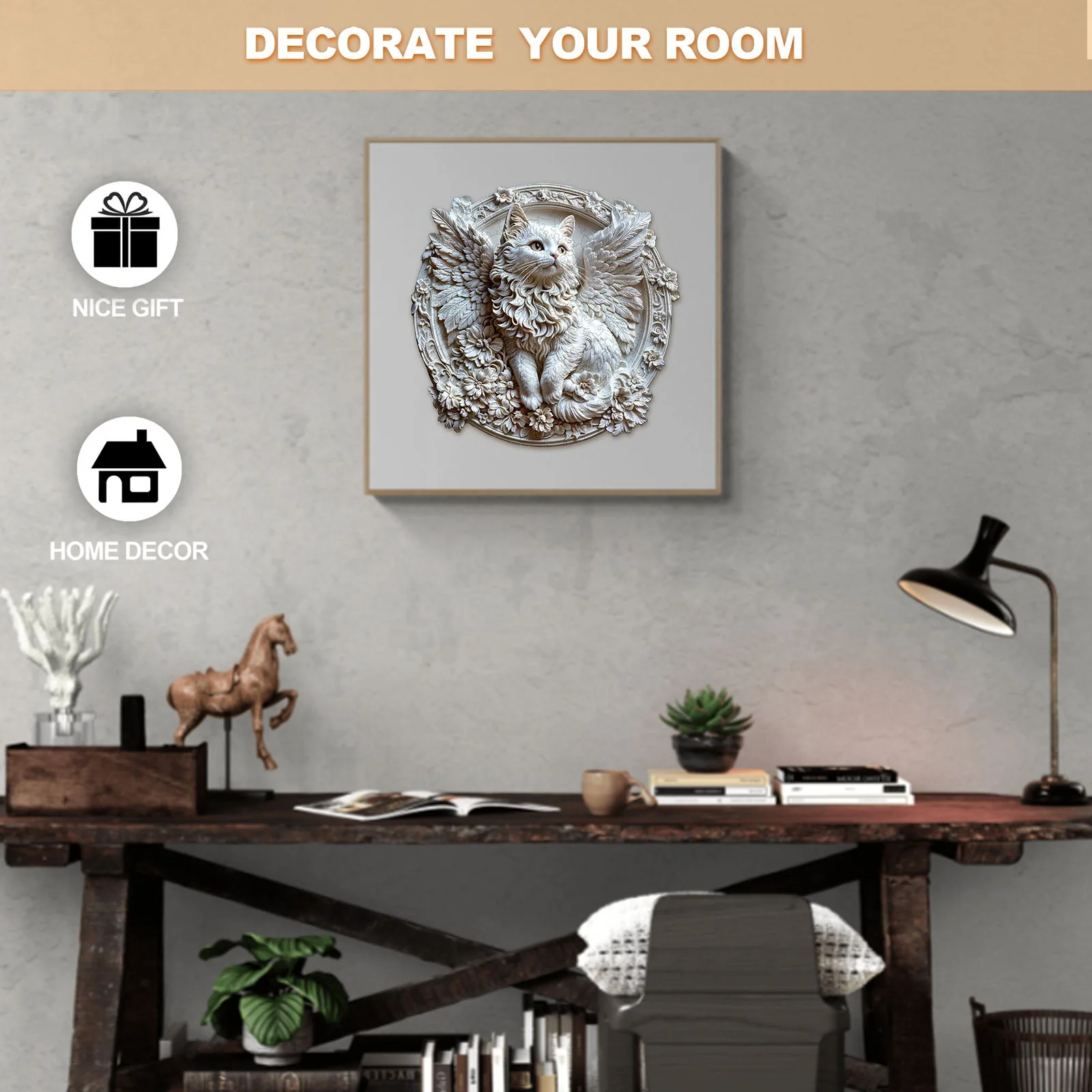 3D angel cat Wooden Jigsaw Puzzle - Image 10