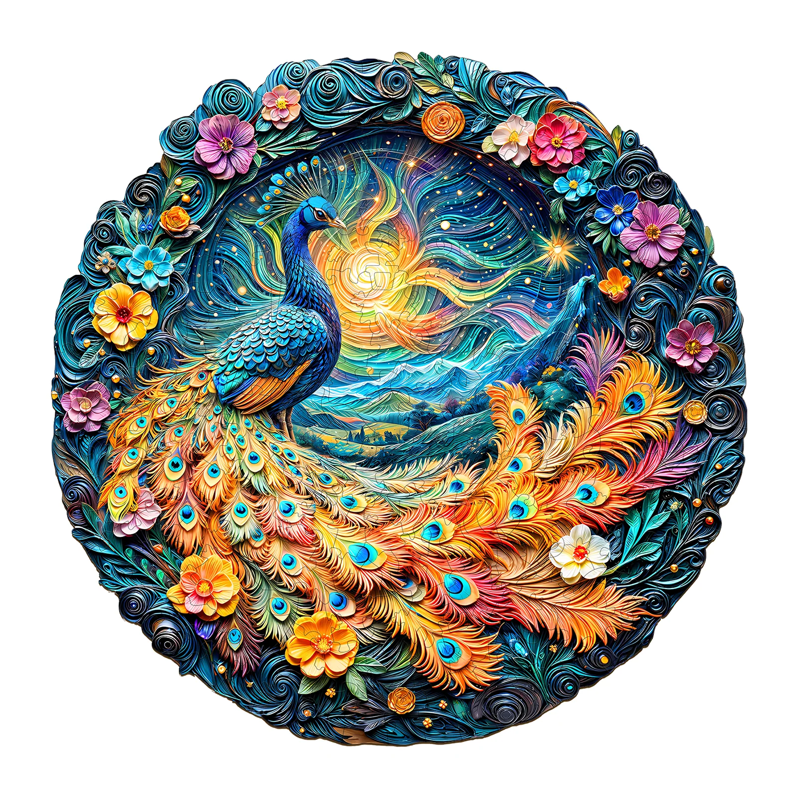 3D Aurora Peacock Wooden Jigsaw Puzzle - Image 3