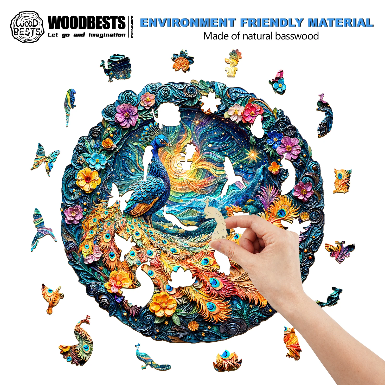 3D Aurora Peacock Wooden Jigsaw Puzzle - Image 5