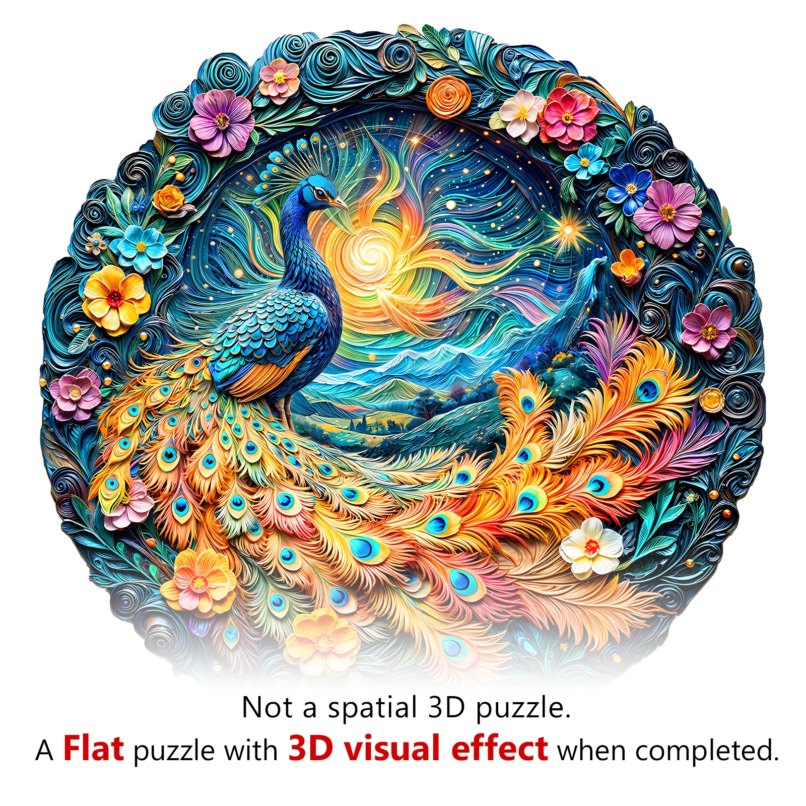 3D Aurora Peacock Wooden Jigsaw Puzzle - Image 6