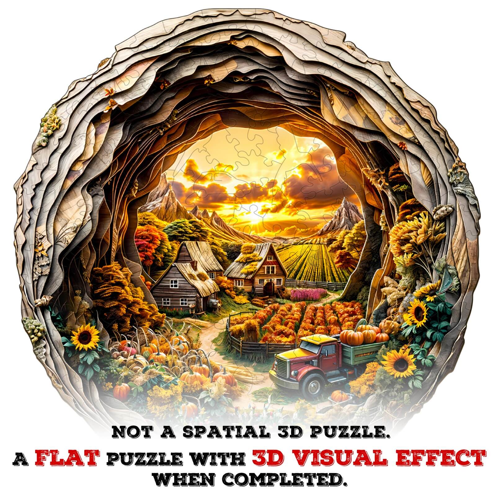 3D Autumn Farm-2 Wooden Jigsaw Puzzle - Image 7