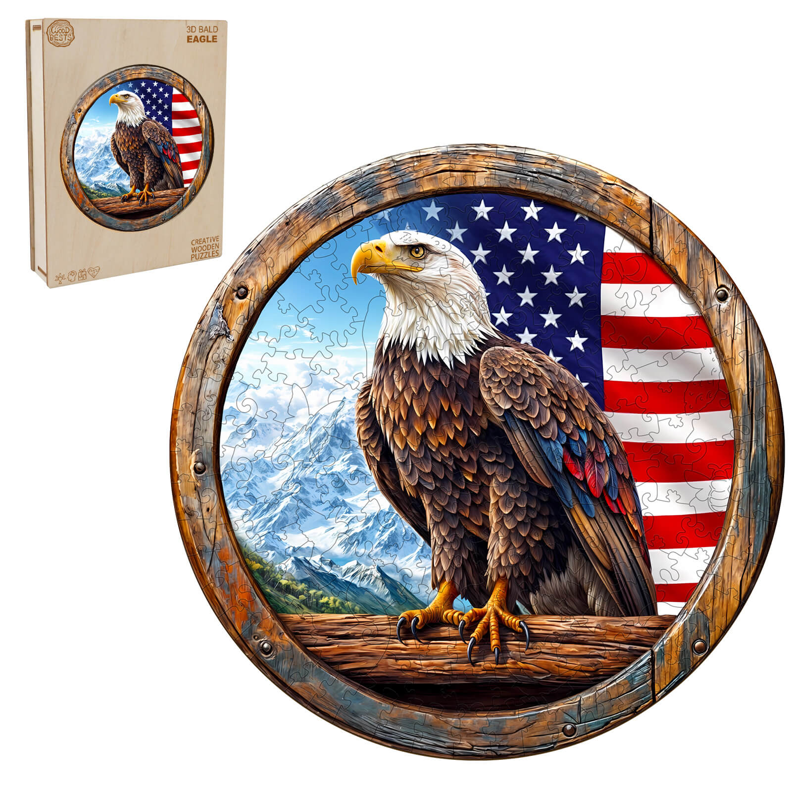 3D Bald Eagle Wooden Jigsaw Puzzle - Image 4