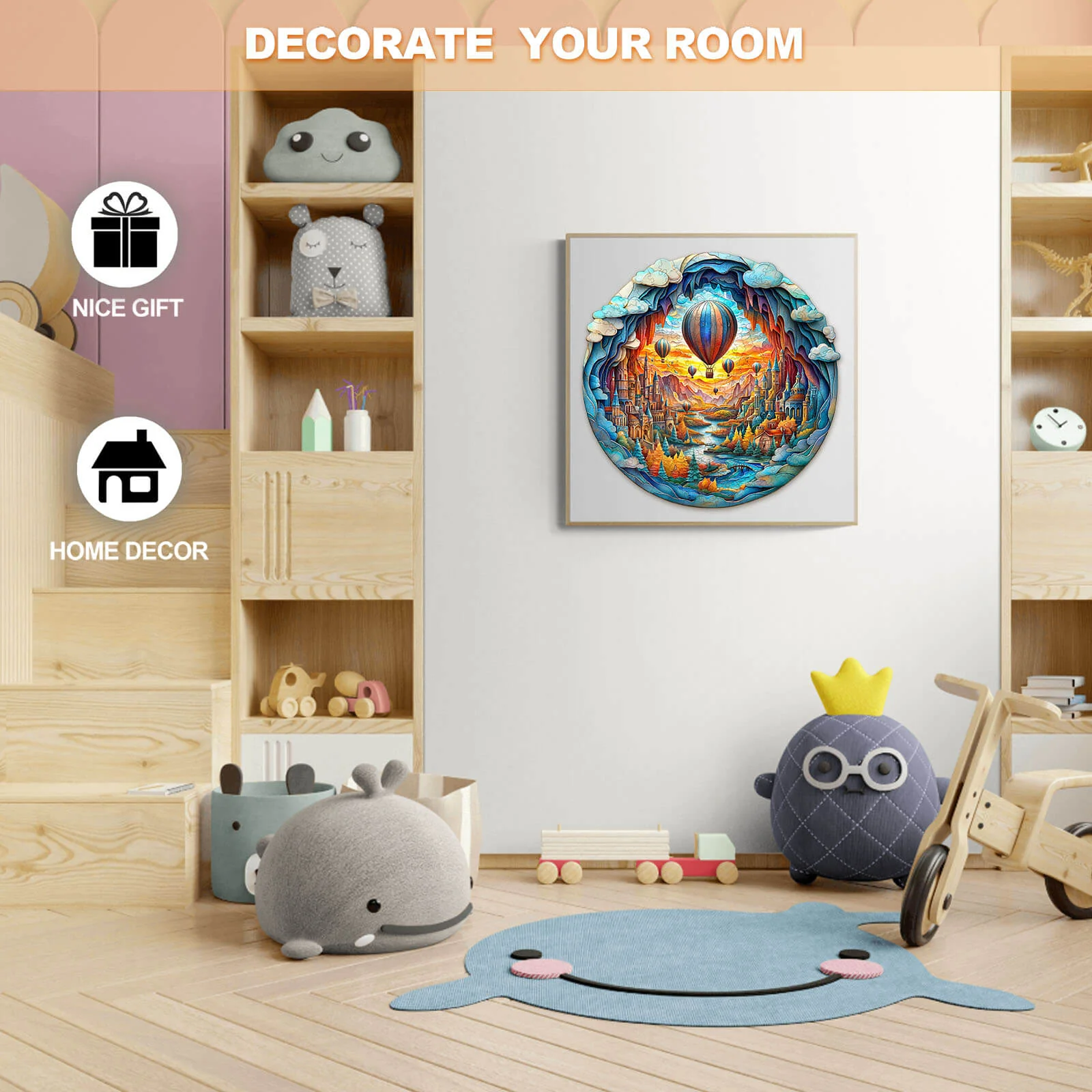 3D Balloon town Wooden Jigsaw Puzzle - Image 10