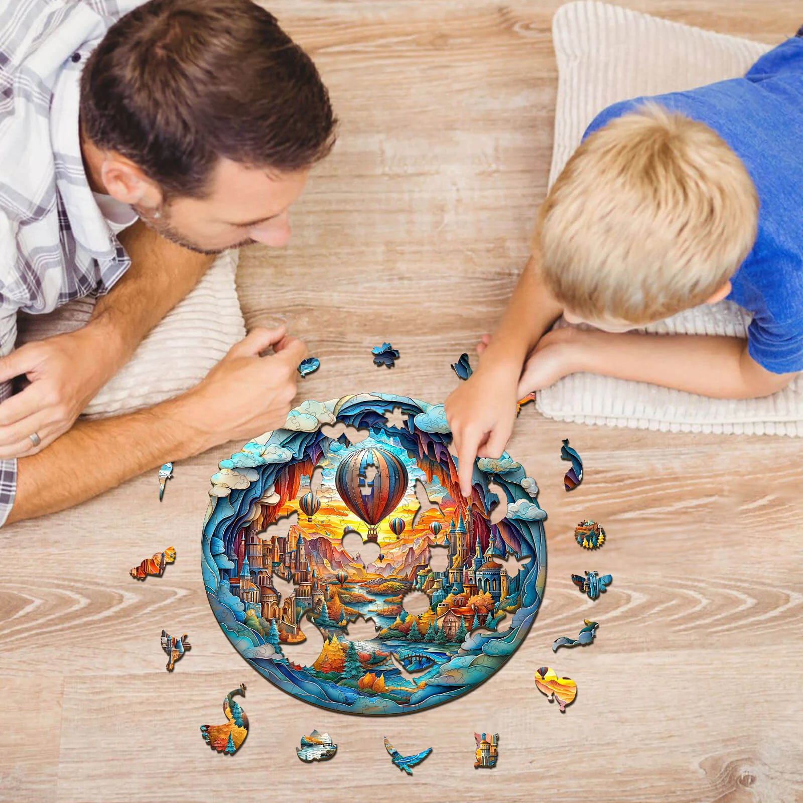 3D Balloon town Wooden Jigsaw Puzzle - Image 9