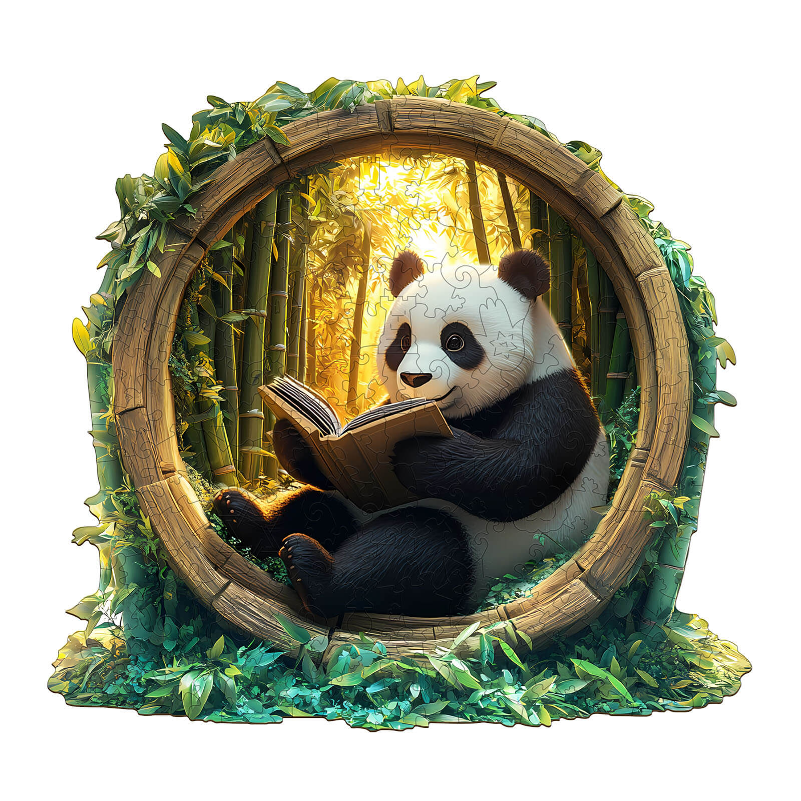 3D Bamboo Grove Scholar Panda Wooden Jigsaw Puzzle - Image 3