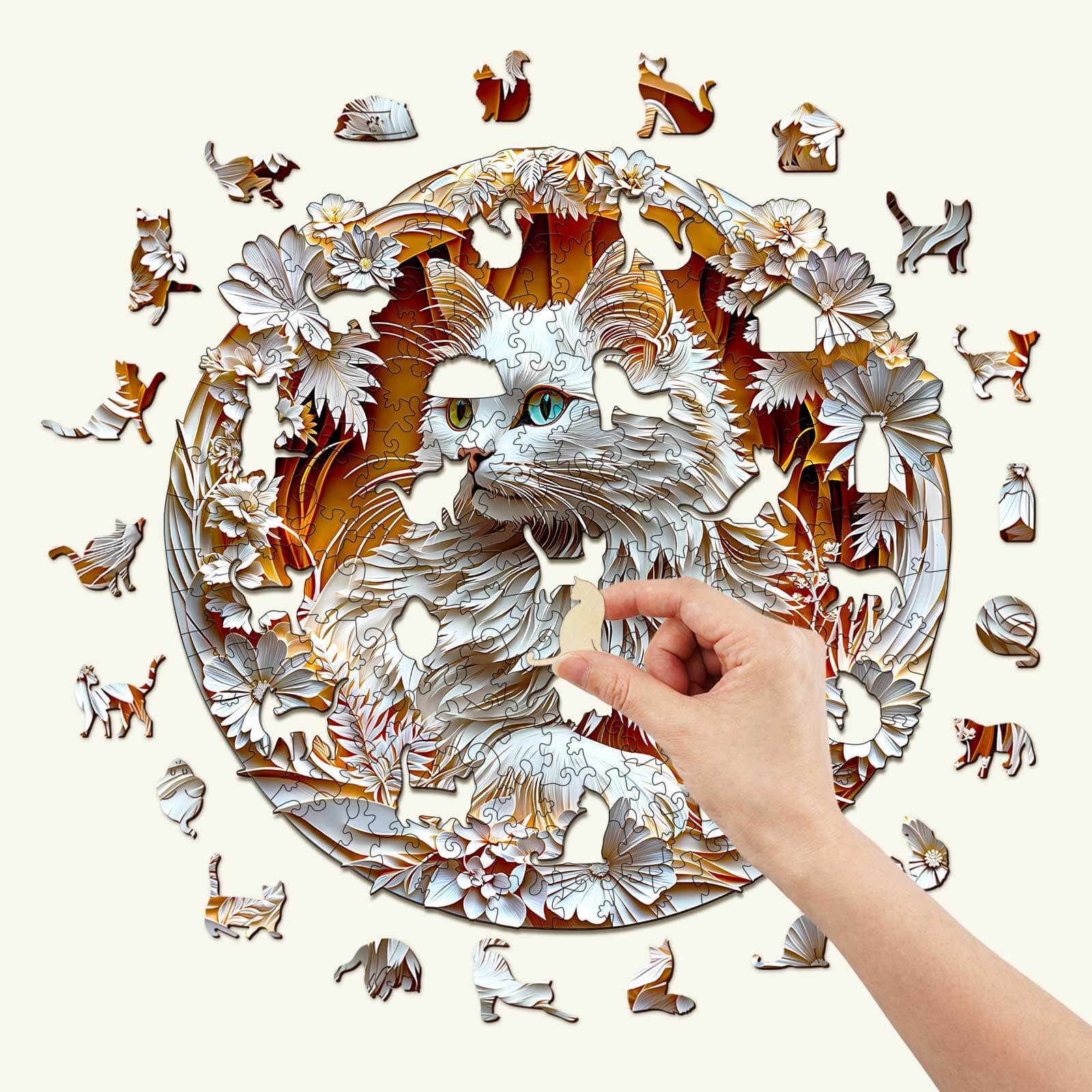 3D Cat-2 Wooden Jigsaw Puzzle - Image 3