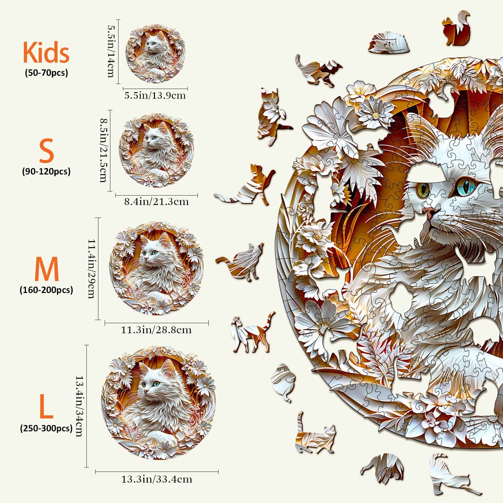 3D Cat-2 Wooden Jigsaw Puzzle - Image 8