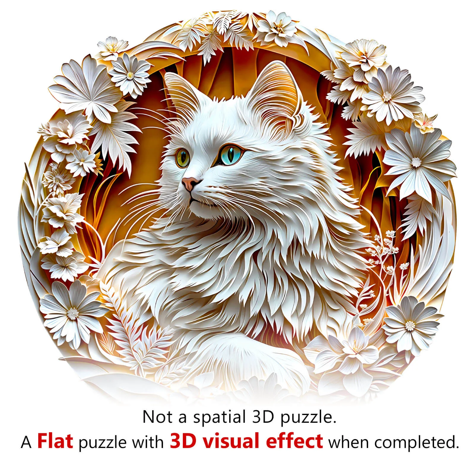 3D Cat-2 Wooden Jigsaw Puzzle - Image 9