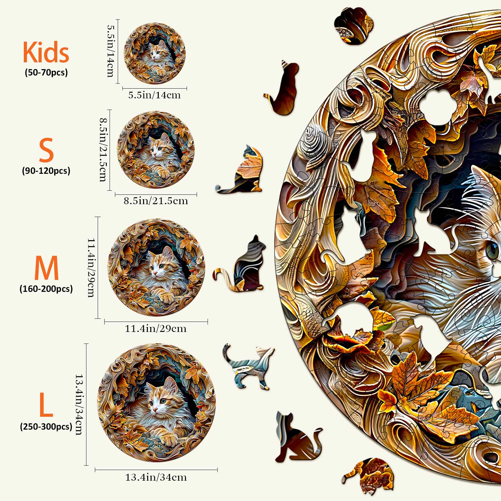 3D Cat Wooden Jigsaw Puzzle - Image 5