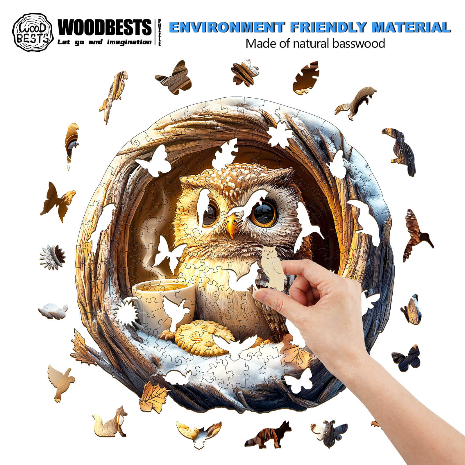 3D Cave Cute Owl Wooden Jigsaw Puzzle - Image 5