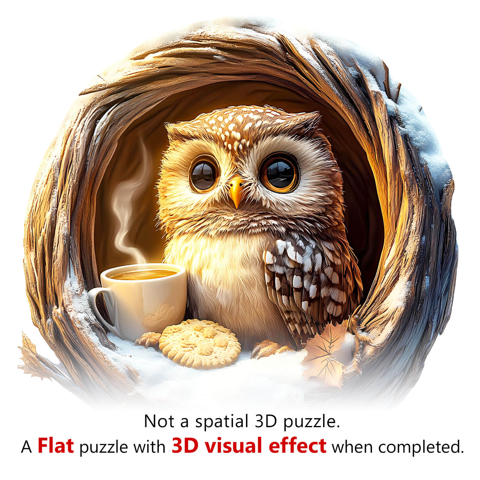 3D Cave Cute Owl Wooden Jigsaw Puzzle - Image 7