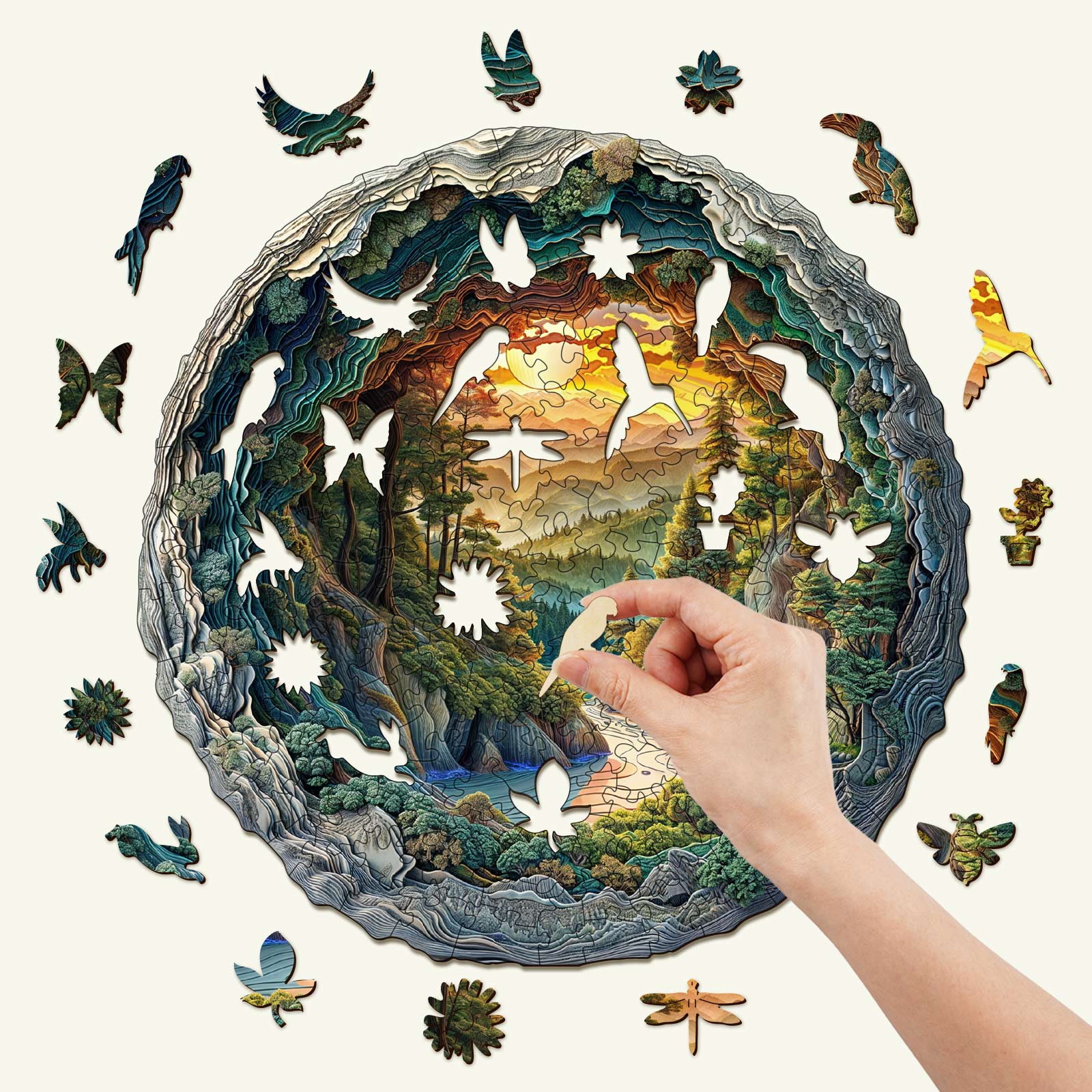 3D cave forest Wooden Jigsaw Puzzle - Image 3