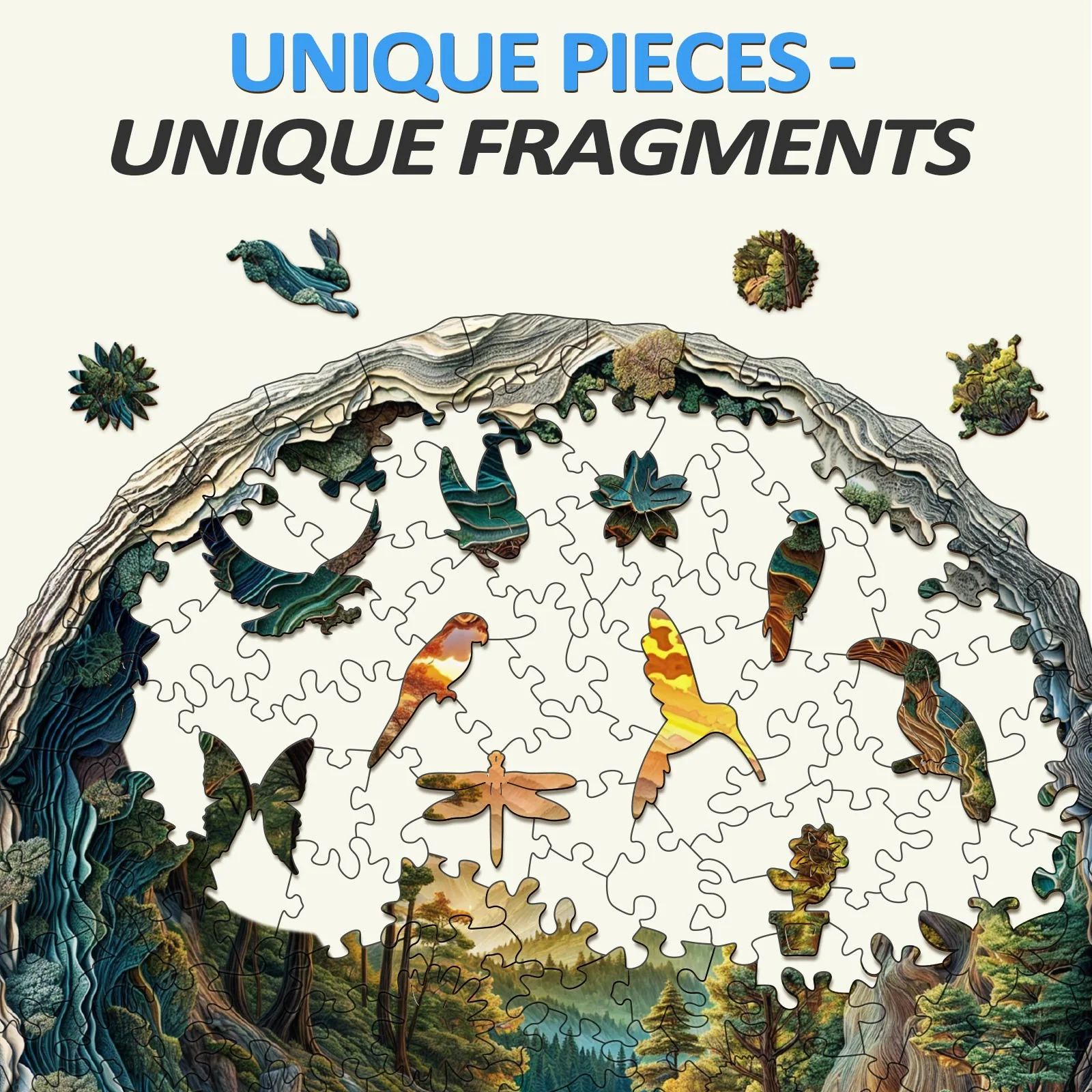 3D cave forest Wooden Jigsaw Puzzle - Image 4
