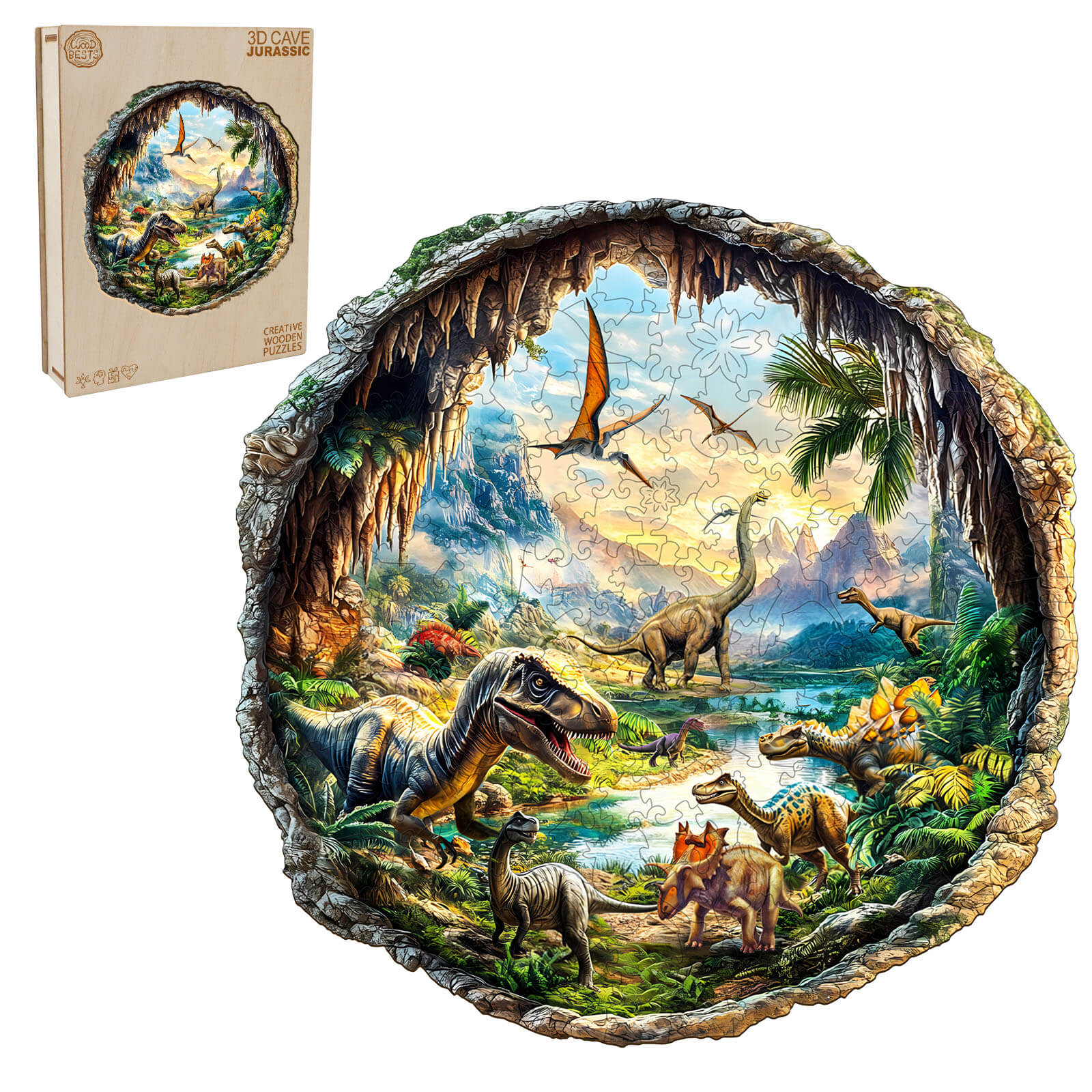 3D Cave Jurassic Wooden Jigsaw Puzzle - Image 4