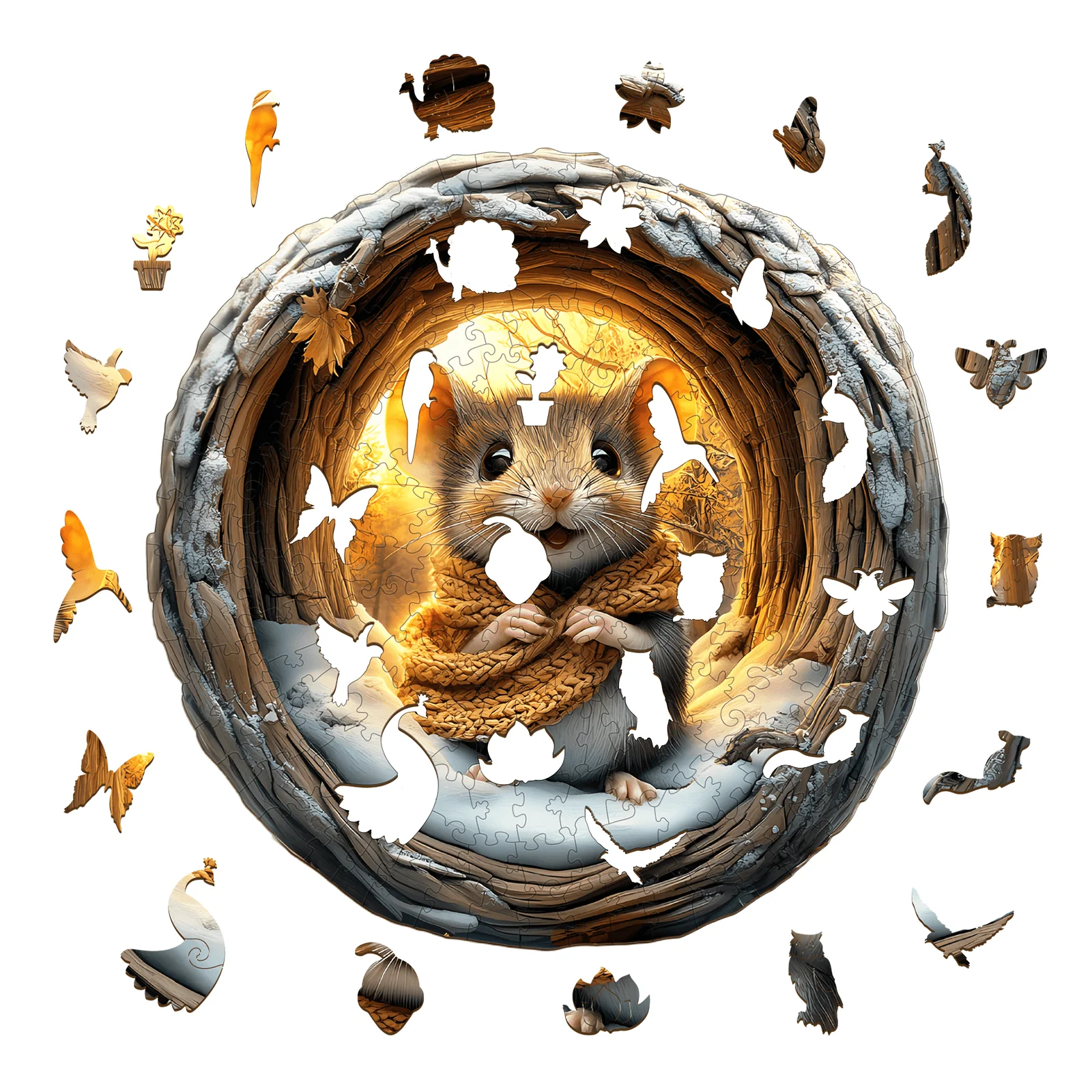 3D Cave Mouse Wooden Jigsaw Puzzle - Image 3