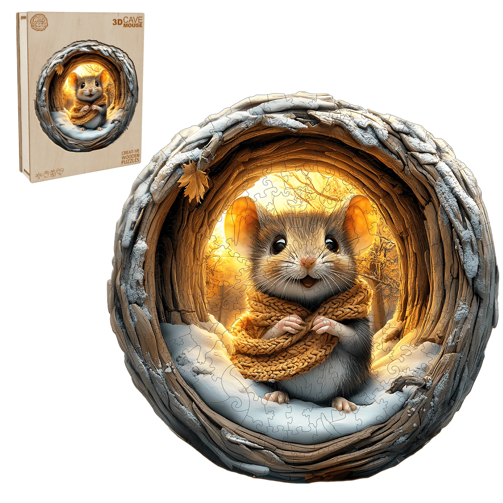 3D Cave Mouse Wooden Jigsaw Puzzle - Image 4