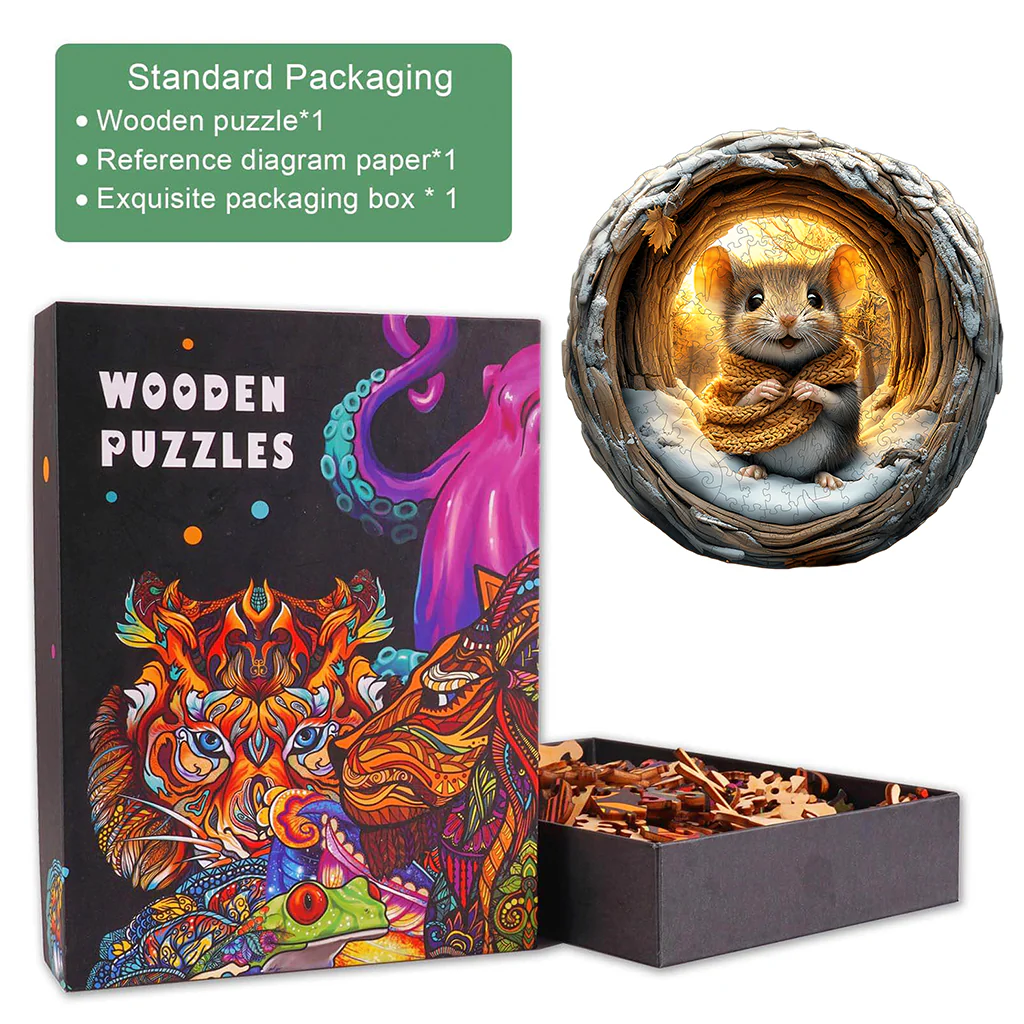 3D Cave Mouse Wooden Jigsaw Puzzle - Image 6