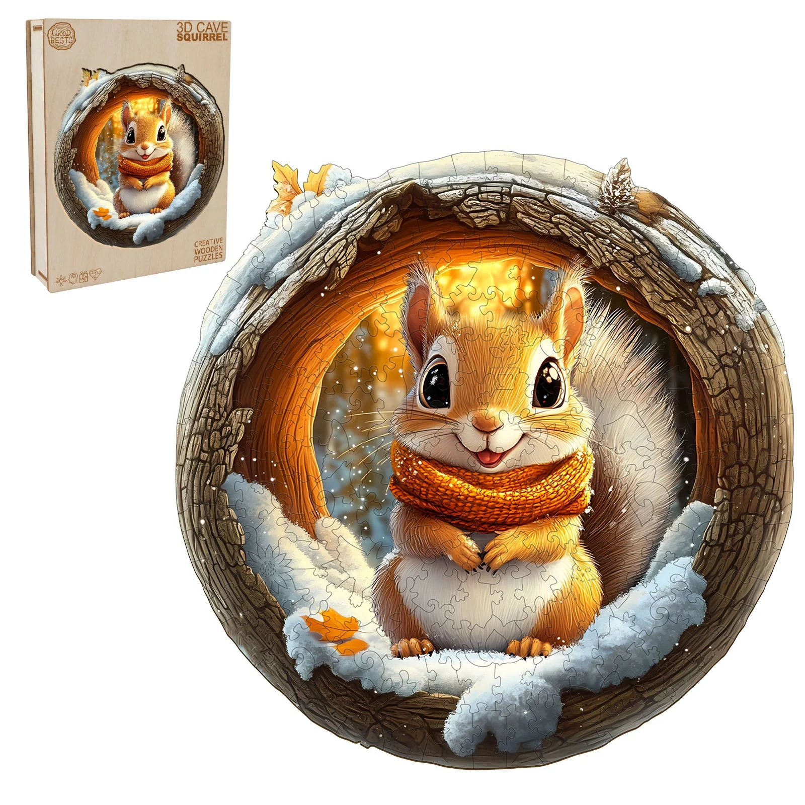 3D Cave Squirrel Wooden Jigsaw Puzzle - Image 4
