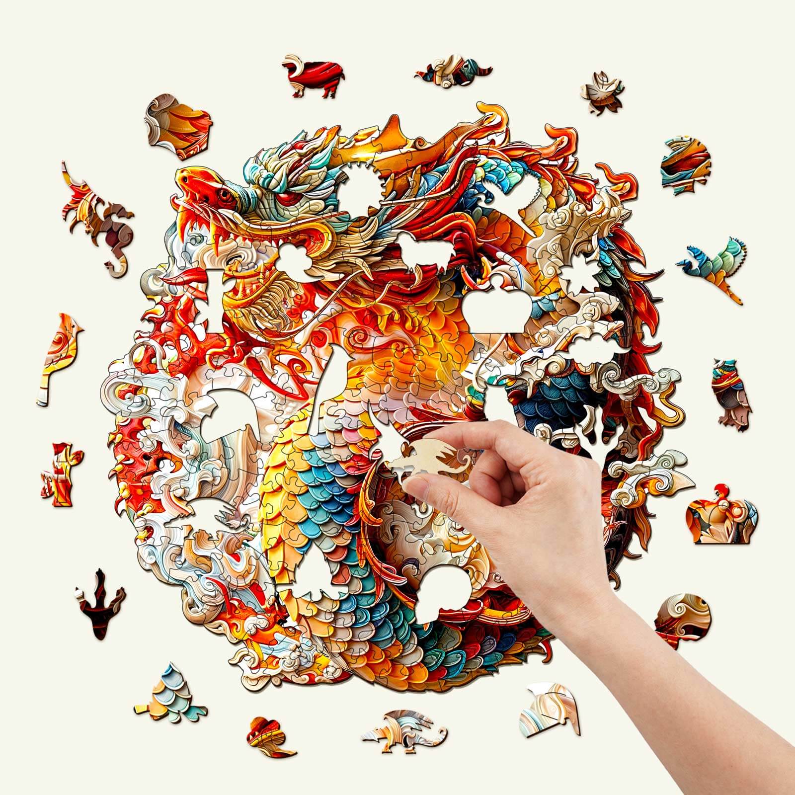 3D Chinese Dragon-1 Wooden Jigsaw Puzzle - Image 2