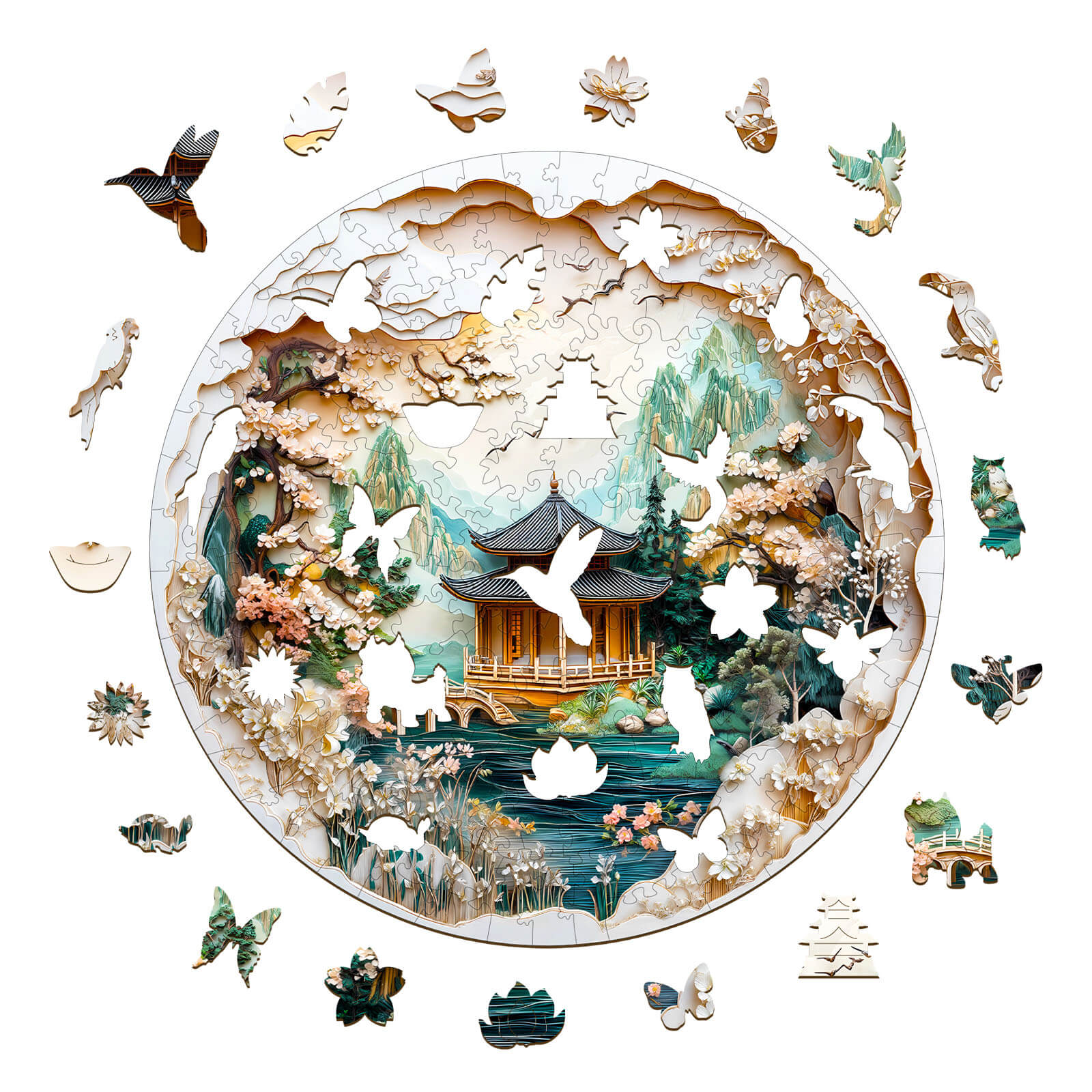 3D Chinese Landscape Painting Wooden Jigsaw Puzzle - Image 2