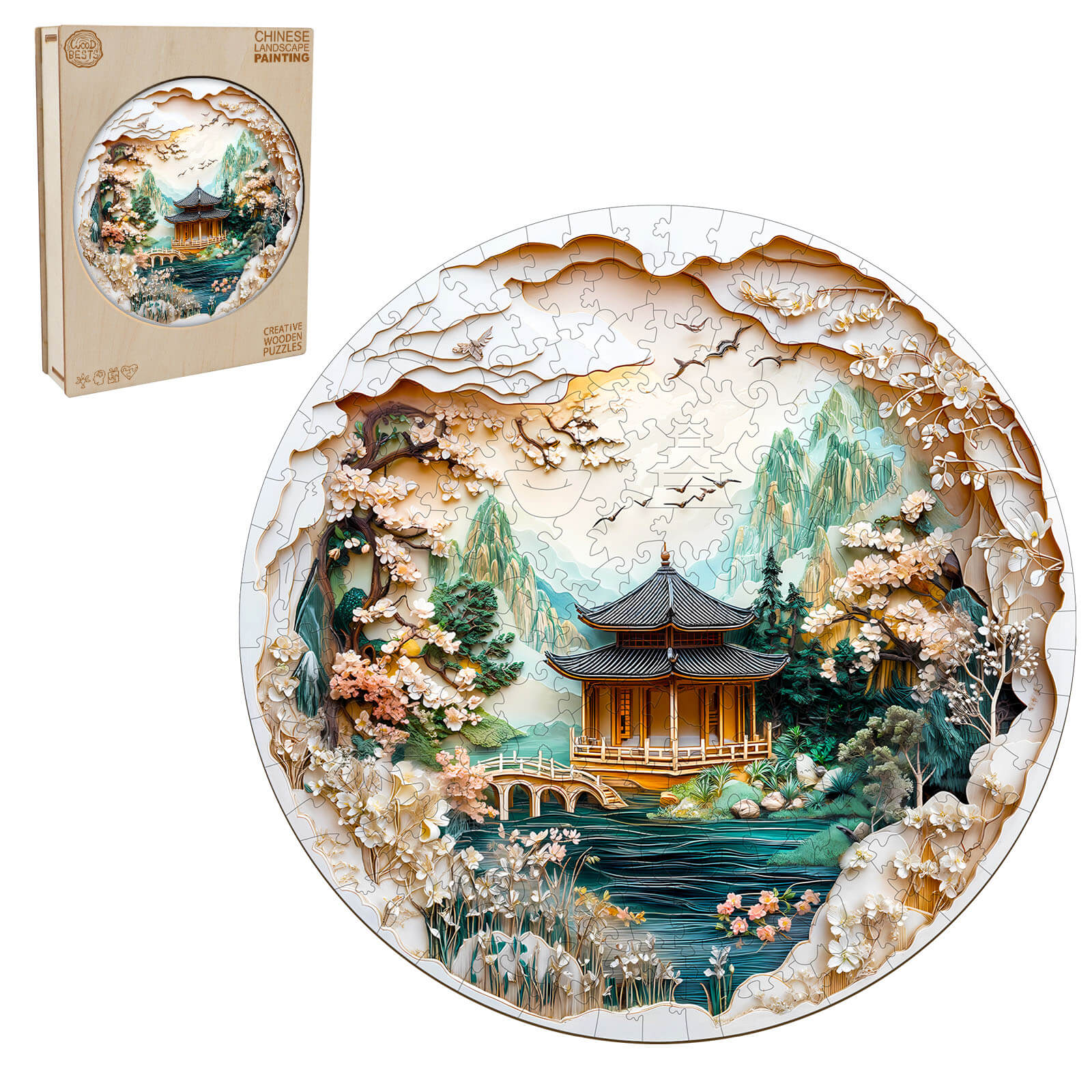 3D Chinese Landscape Painting Wooden Jigsaw Puzzle - Image 4