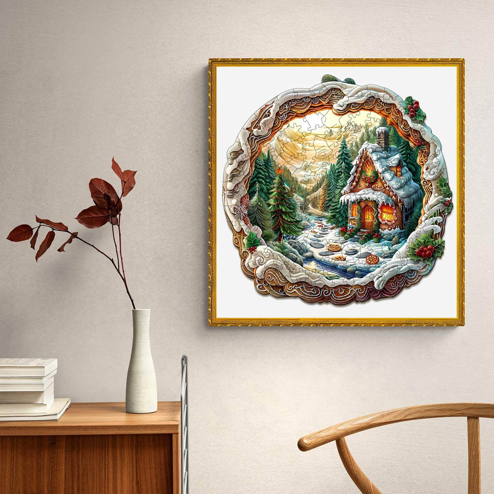3D Christmas House-1 Wooden Jigsaw Puzzle - Image 11