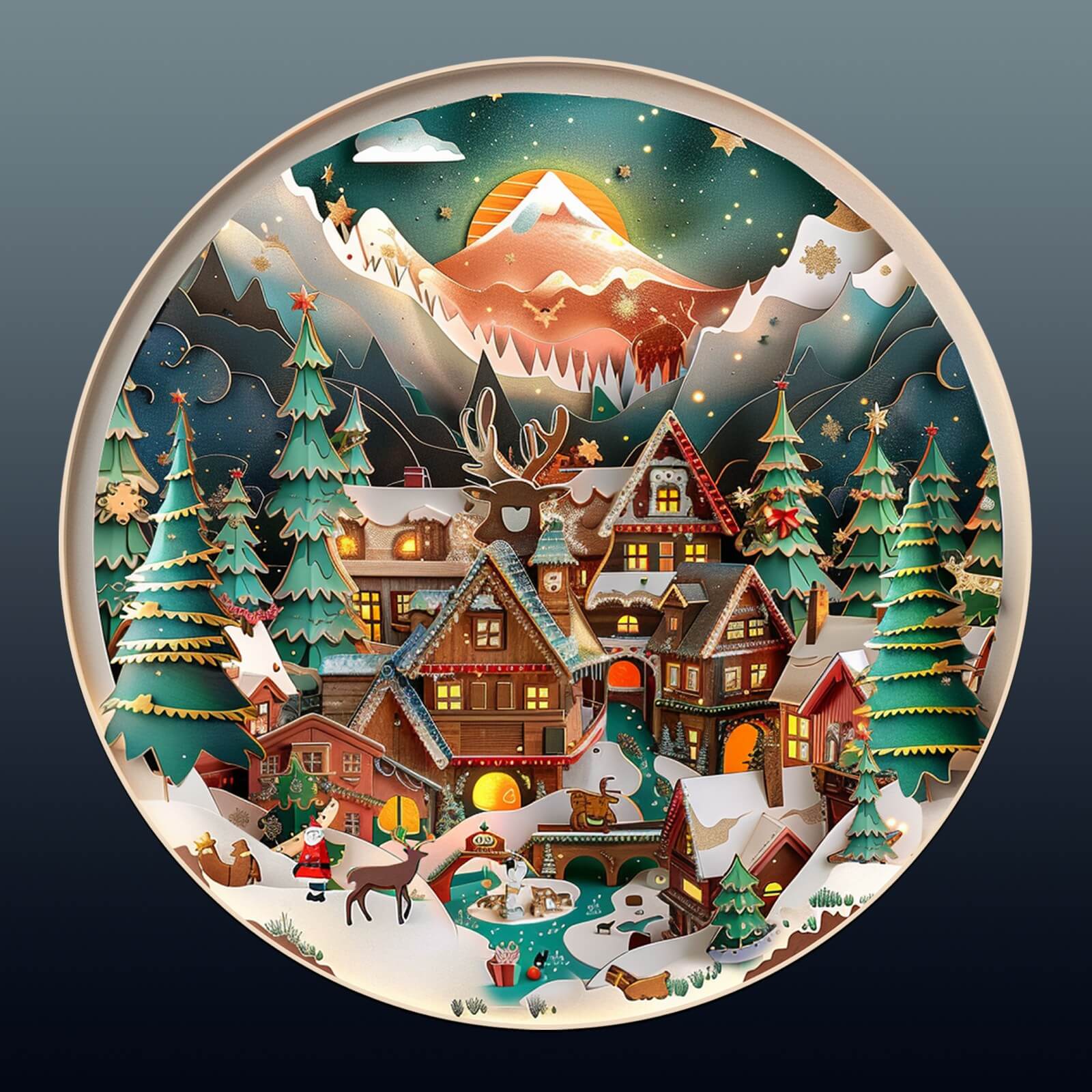 3D Christmas Town Wooden Jigsaw Puzzle - Image 2