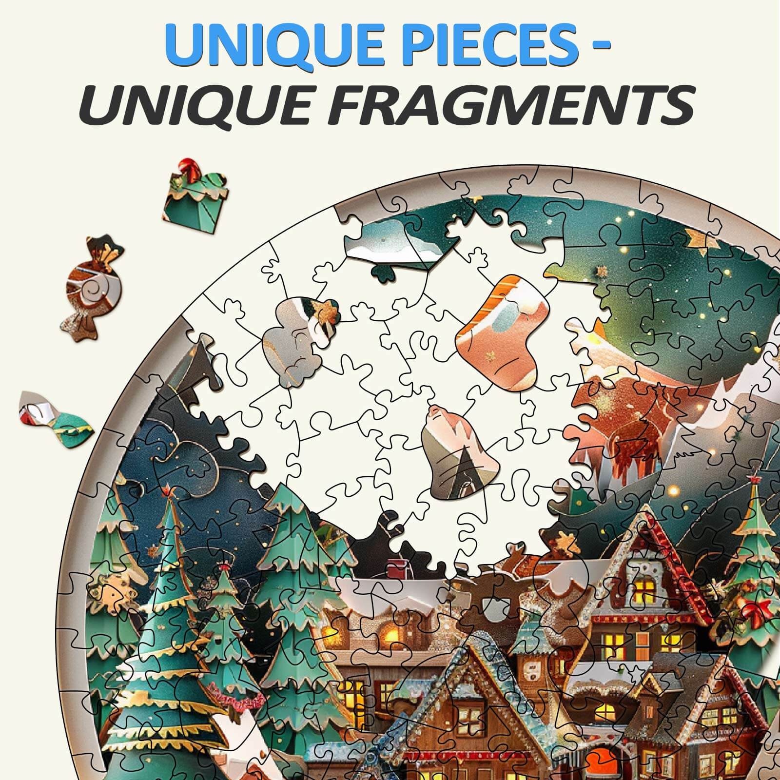 3D Christmas Town Wooden Jigsaw Puzzle - Image 4
