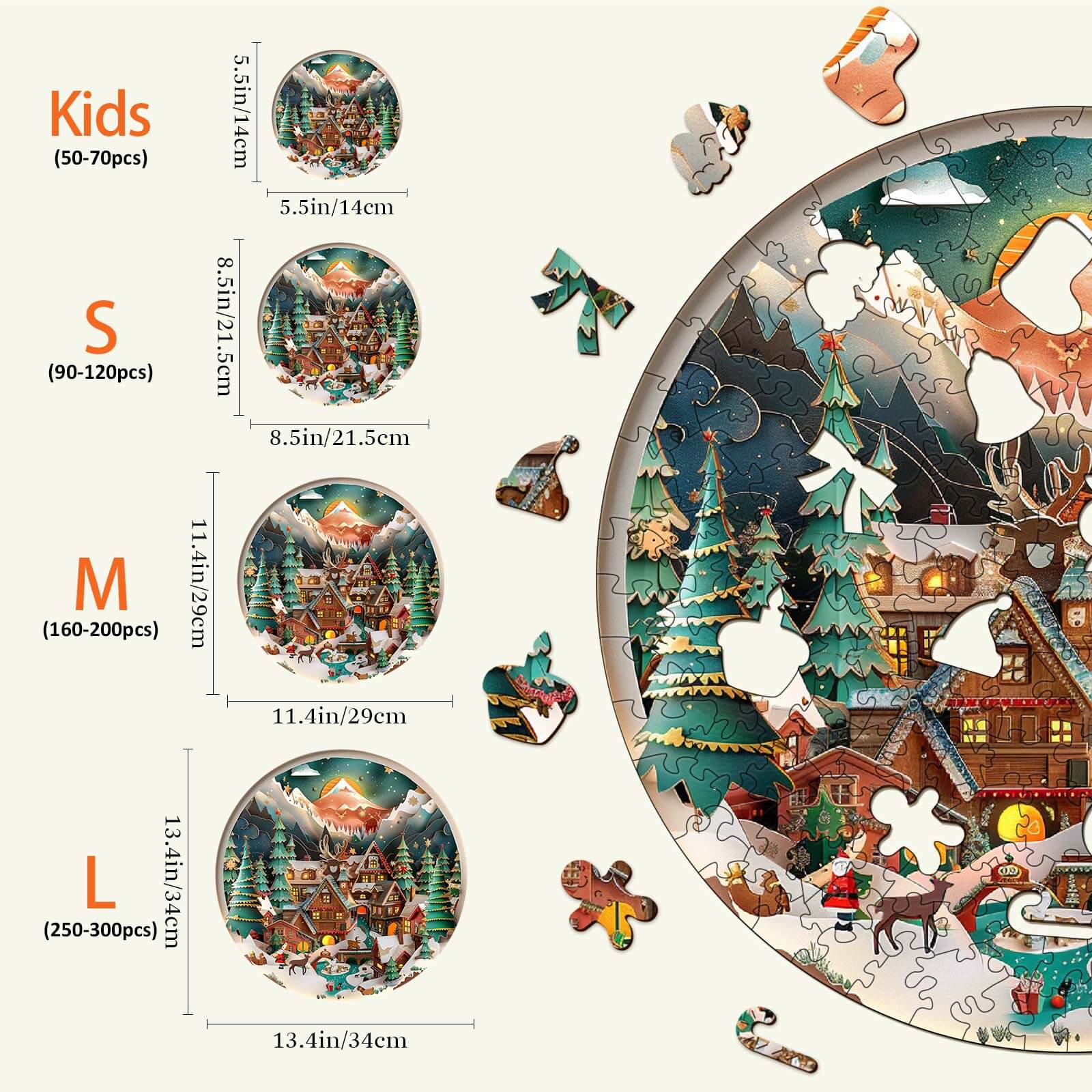 3D Christmas Town Wooden Jigsaw Puzzle - Image 6