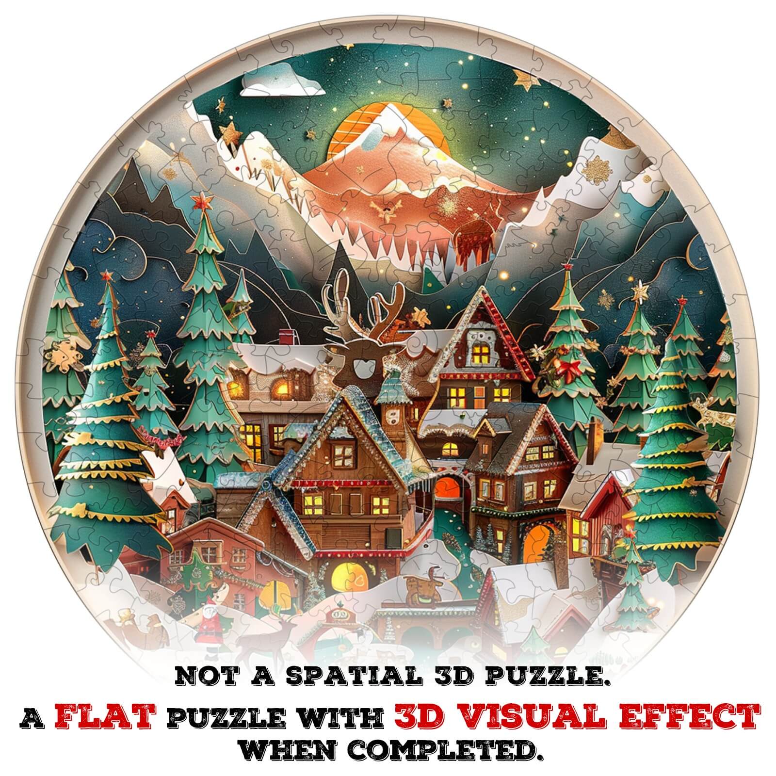 3D Christmas Town Wooden Jigsaw Puzzle - Image 7