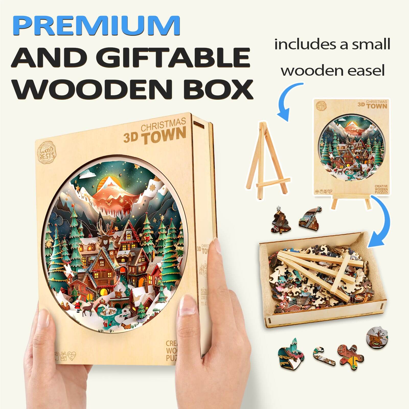 3D Christmas Town Wooden Jigsaw Puzzle - Image 8