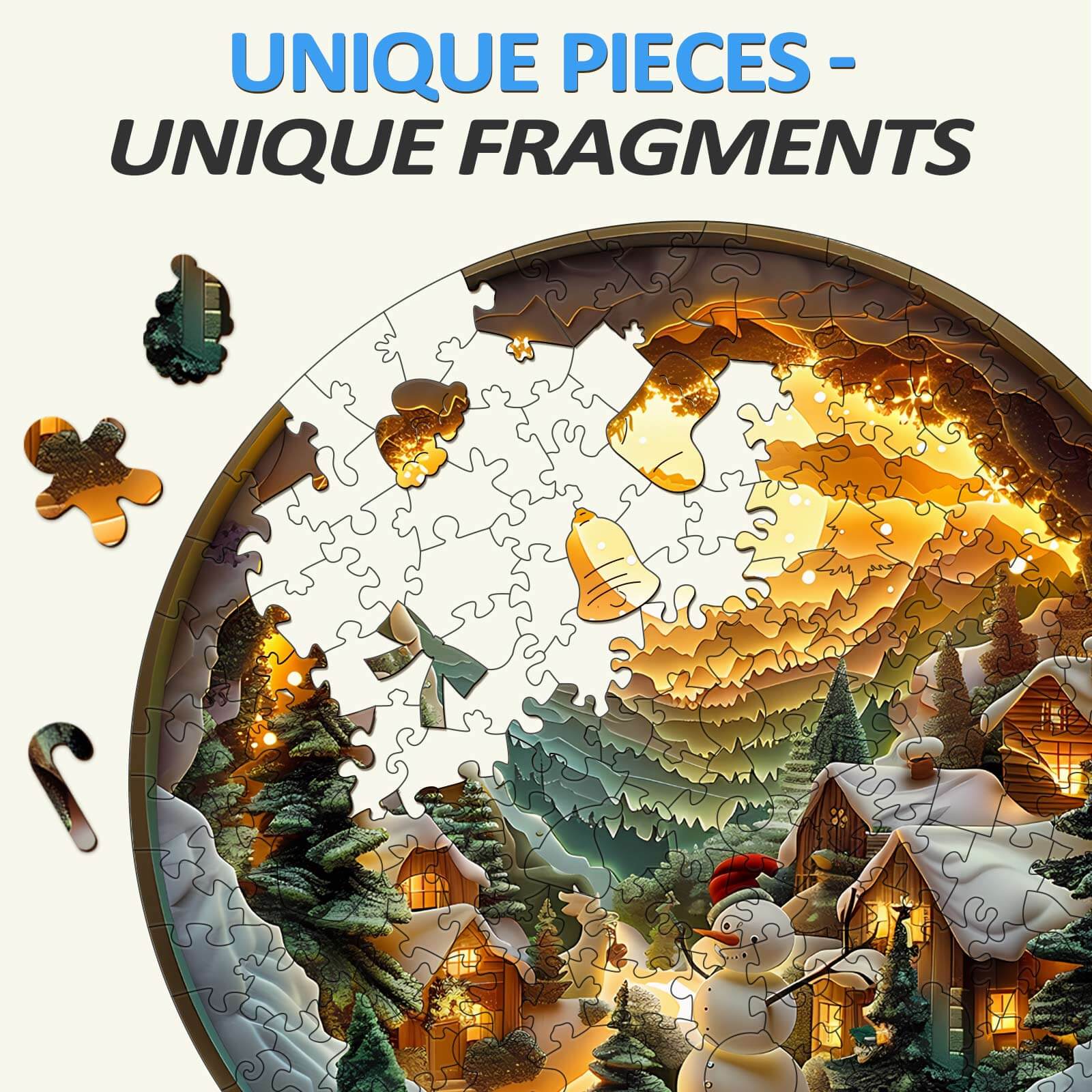 3D Christmas Village Wooden Jigsaw Puzzle - Image 4