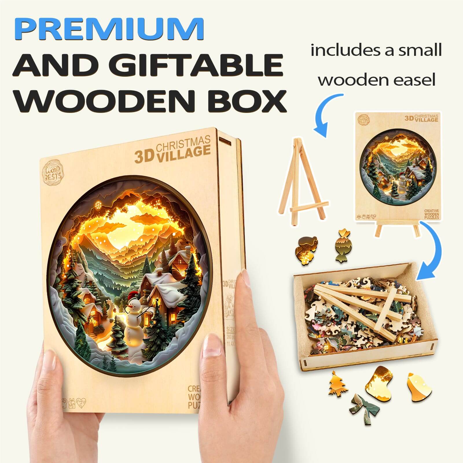 3D Christmas Village Wooden Jigsaw Puzzle - Image 8