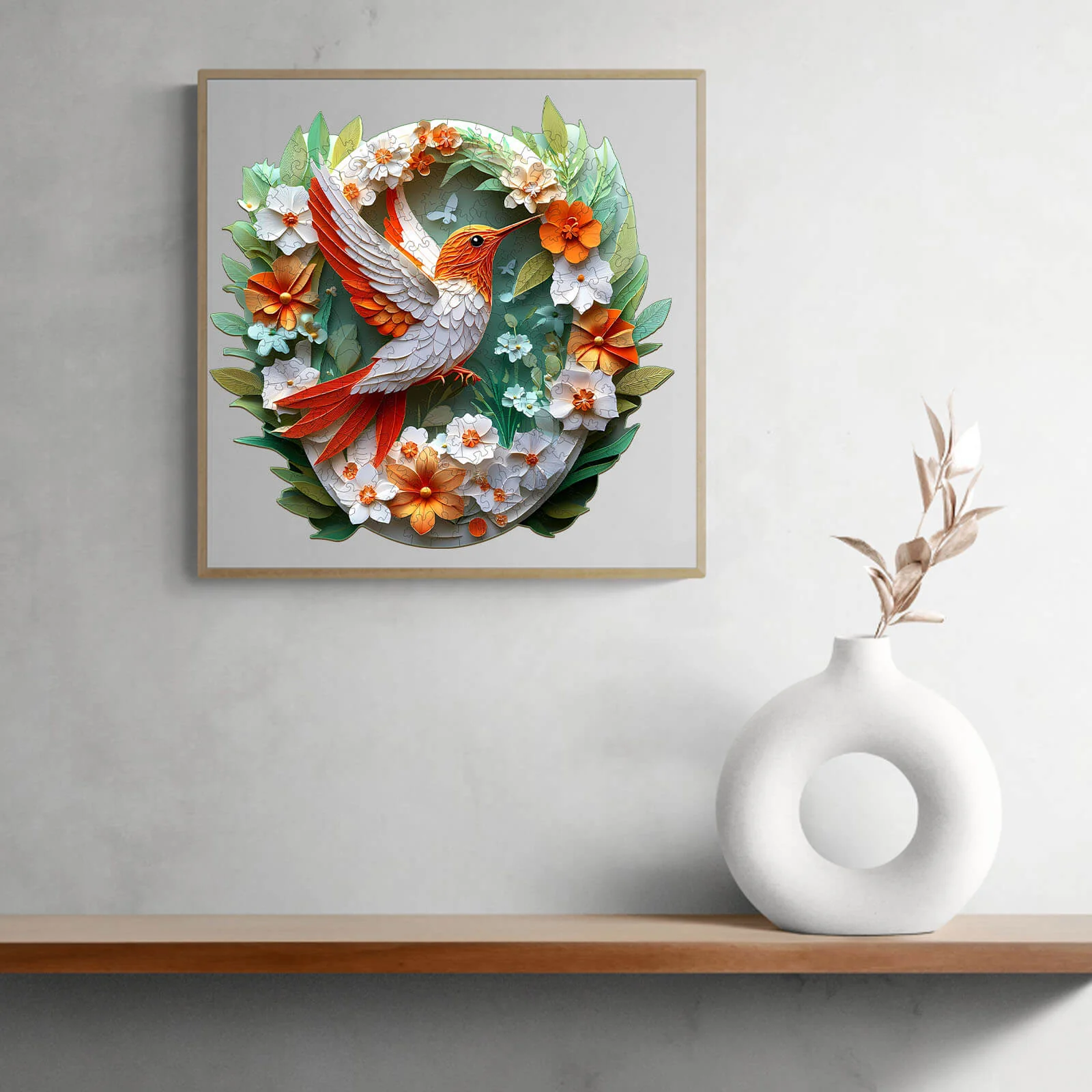 3D Colored Paper Carving Hummingbird Wooden Jigsaw Puzzle - Image 11