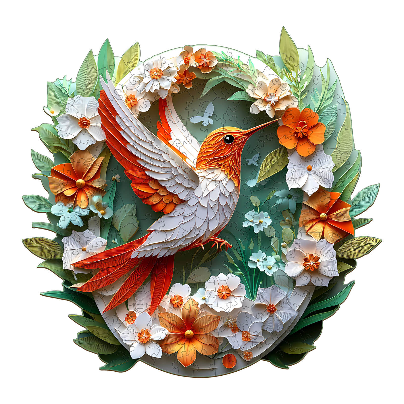 3D Colored Paper Carving Hummingbird Wooden Jigsaw Puzzle - Image 3