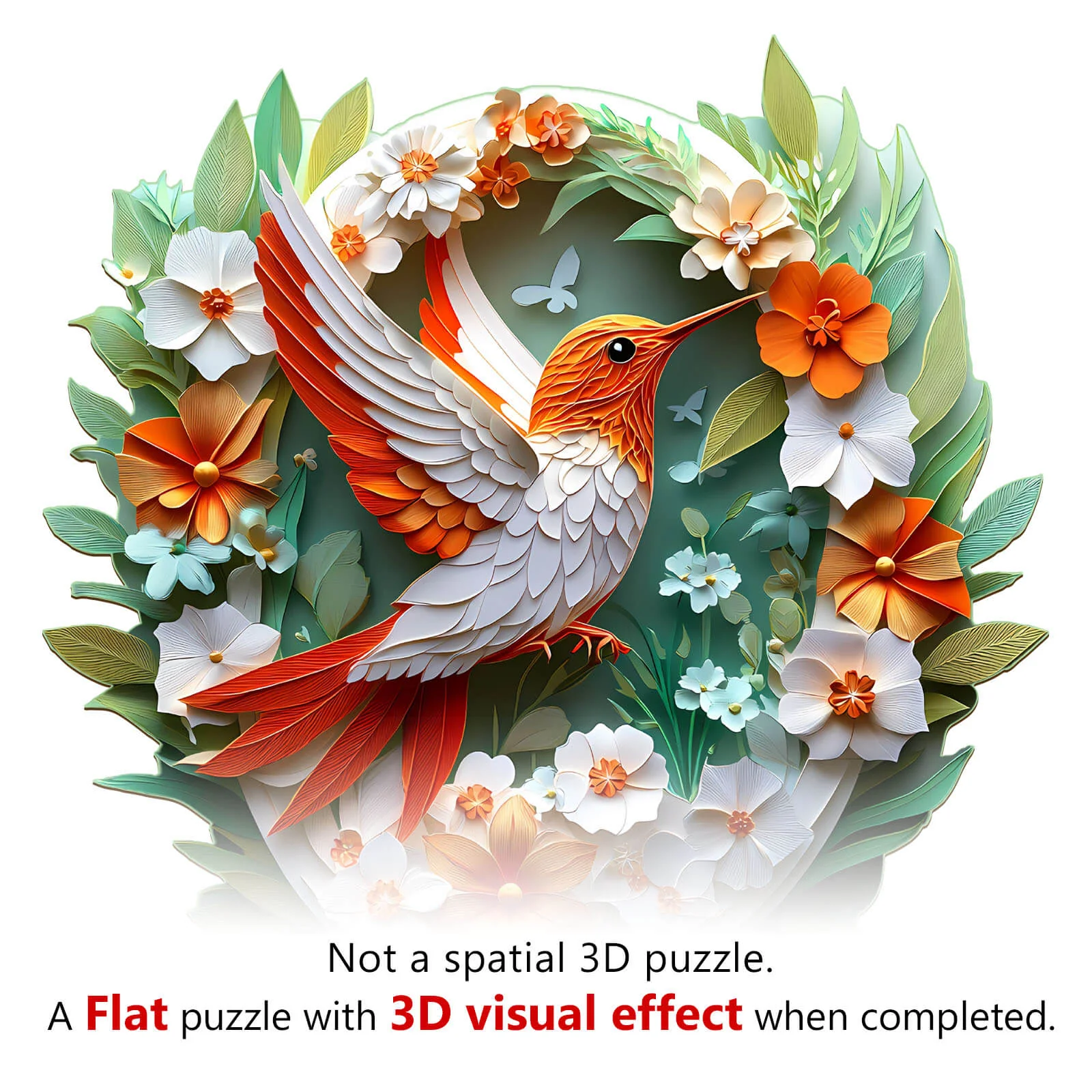 3D Colored Paper Carving Hummingbird Wooden Jigsaw Puzzle - Image 7