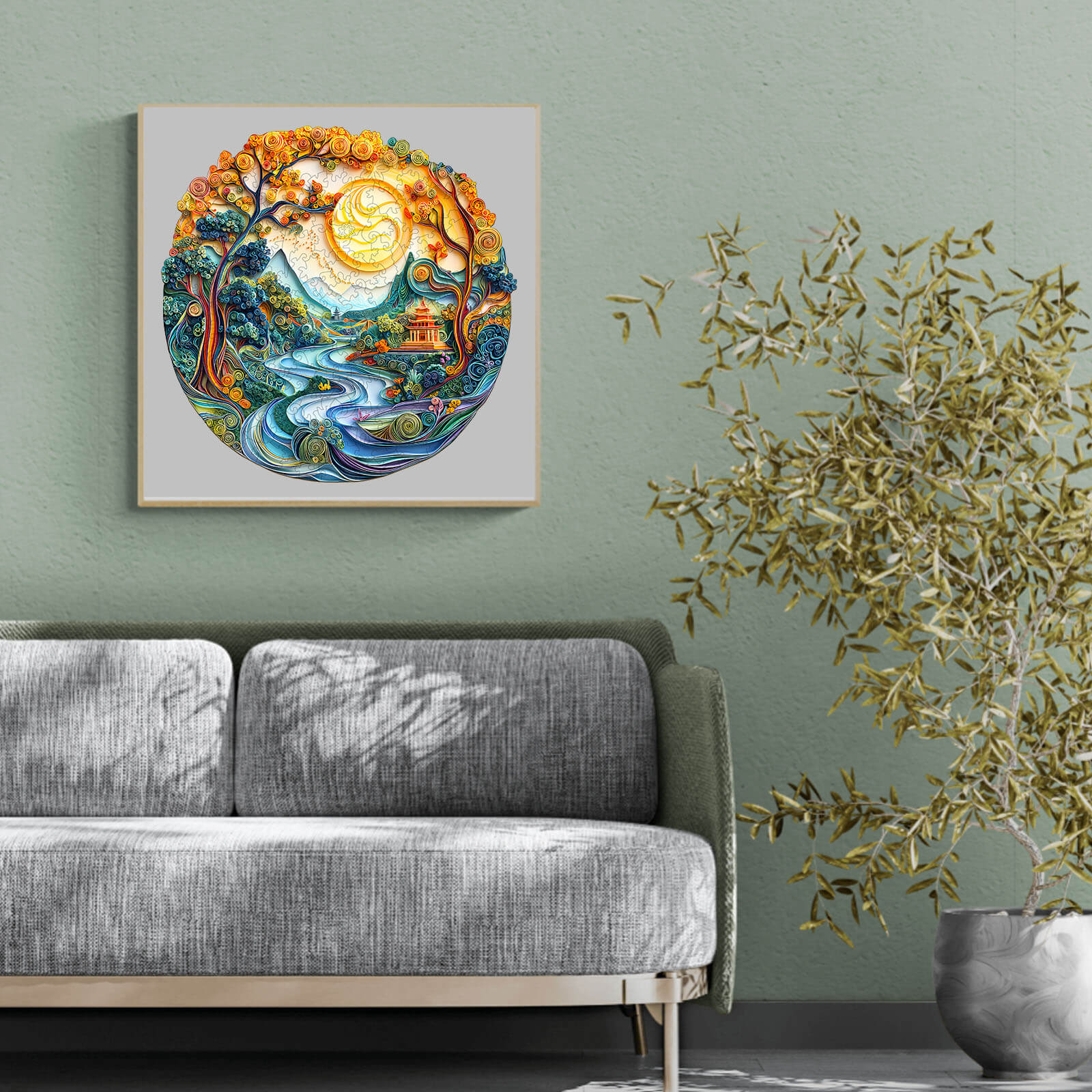 3D Colored Paper Sculpture Landscape Wooden Jigsaw Puzzle - Image 10