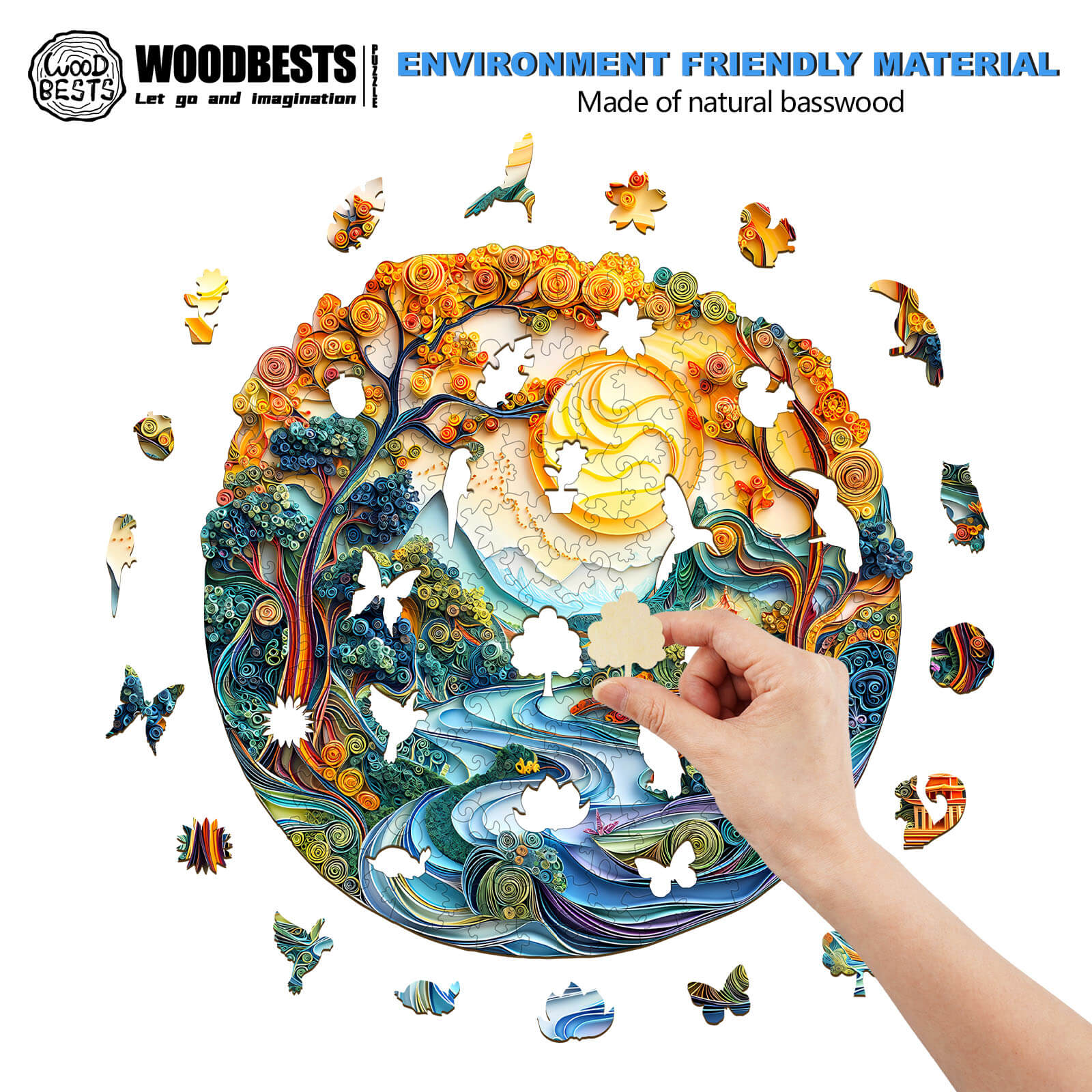 3D Colored Paper Sculpture Landscape Wooden Jigsaw Puzzle - Image 5