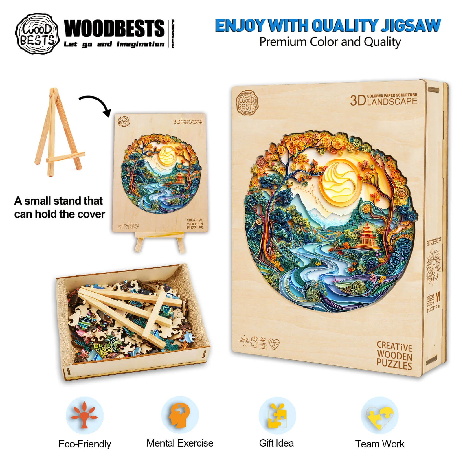 3D Colored Paper Sculpture Landscape Wooden Jigsaw Puzzle - Image 6