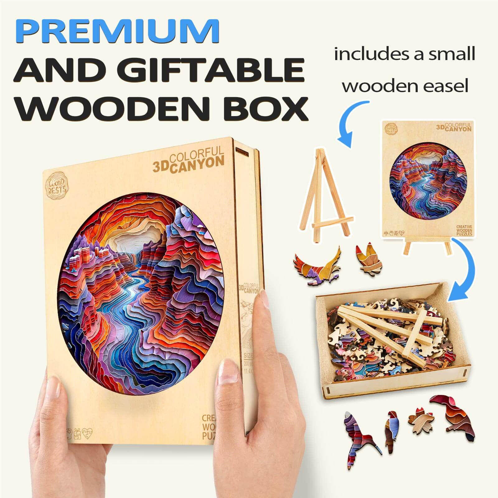 3D Colorful Canyon Wooden Jigsaw Puzzle - Image 8