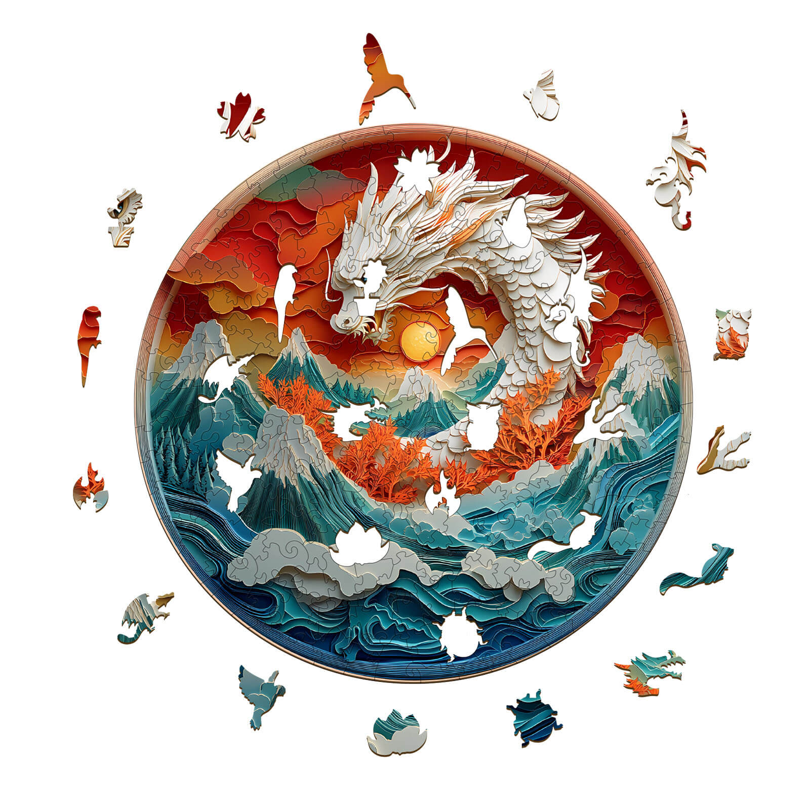 3D Colorful Dragon-2 Wooden Jigsaw Puzzle - Image 2