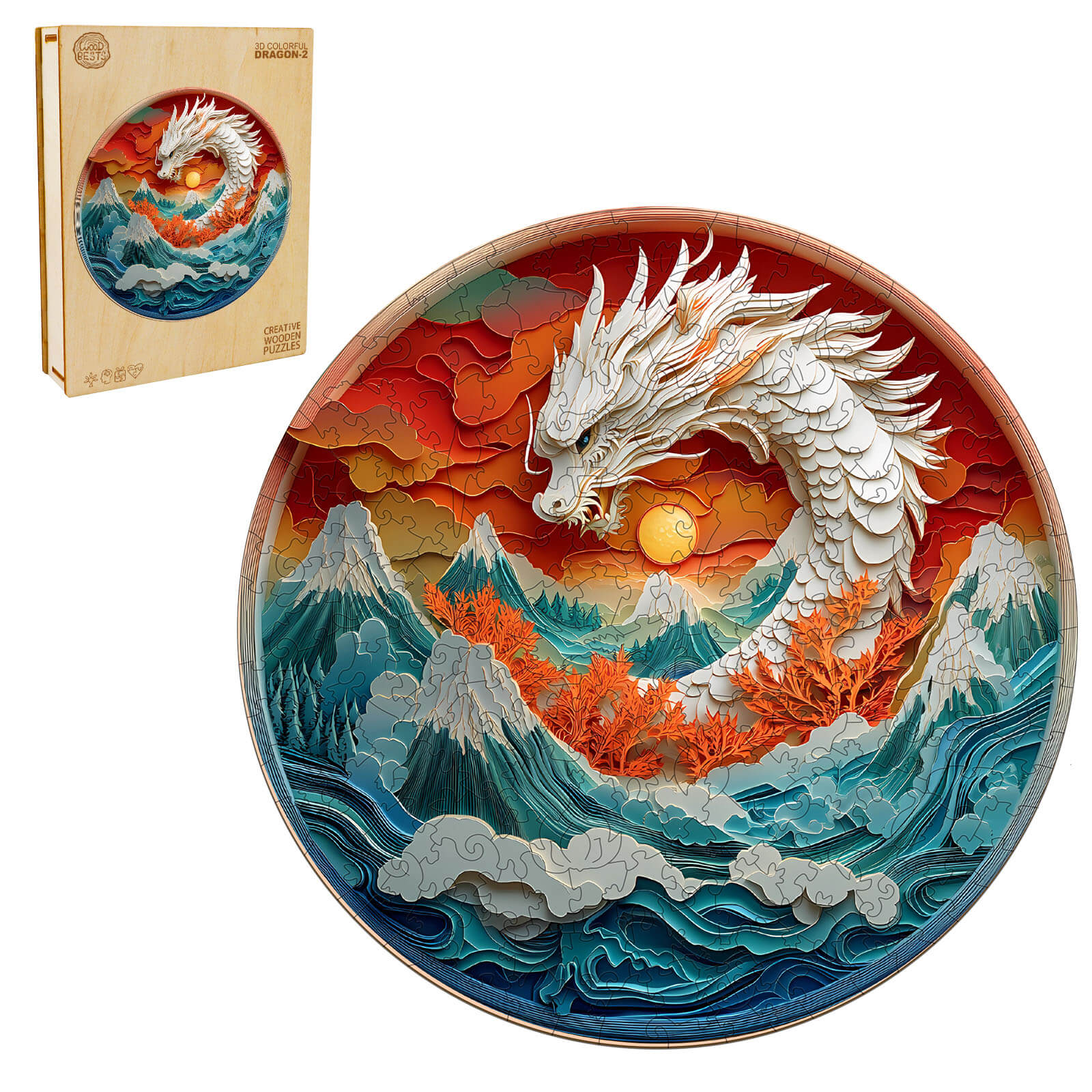 3D Colorful Dragon-2 Wooden Jigsaw Puzzle - Image 4