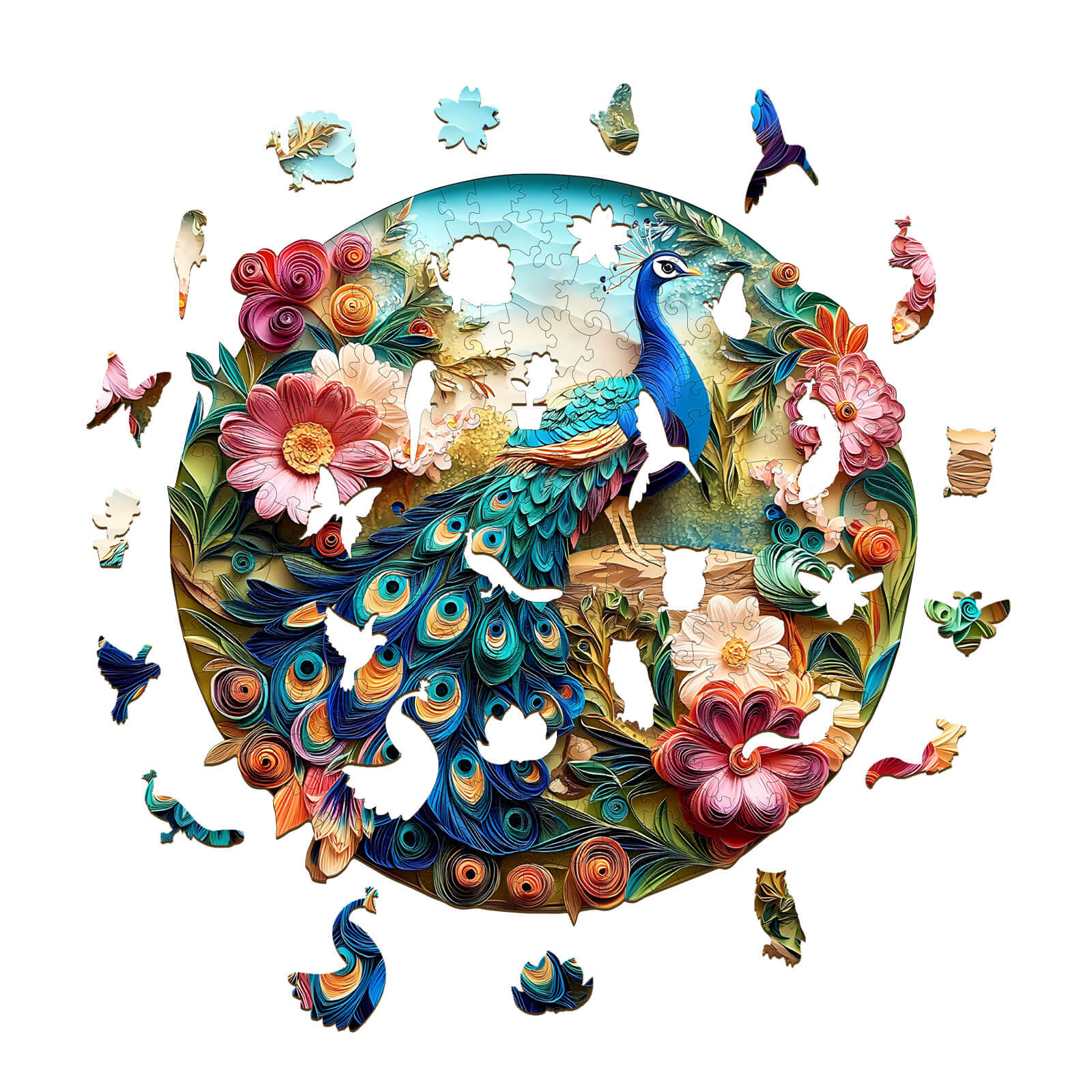 3D Colorful Peacock Wooden Jigsaw Puzzle - Image 3