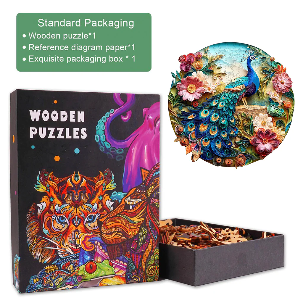 3D Colorful Peacock Wooden Jigsaw Puzzle - Image 6
