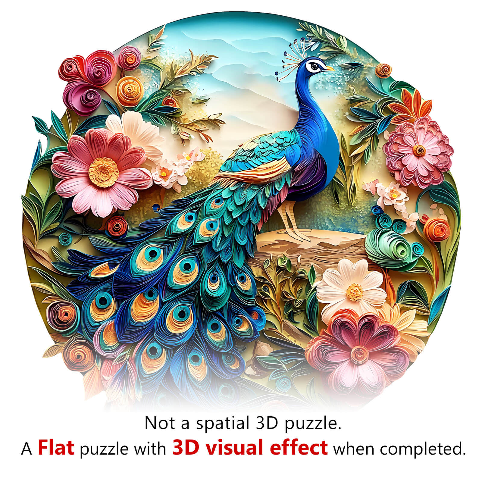 3D Colorful Peacock Wooden Jigsaw Puzzle - Image 8