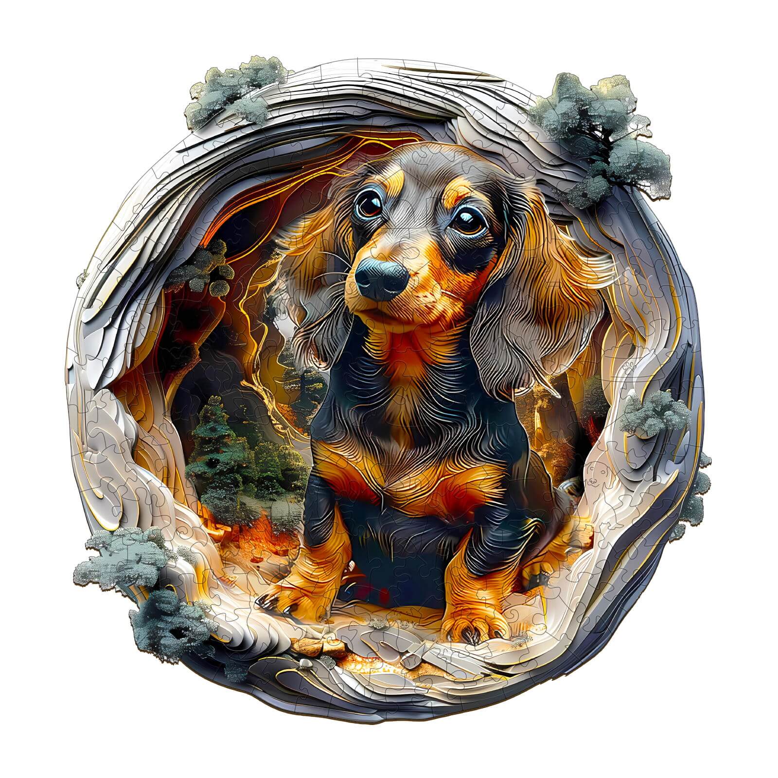 3D Dachshund-1 Wooden Jigsaw Puzzle - Image 3