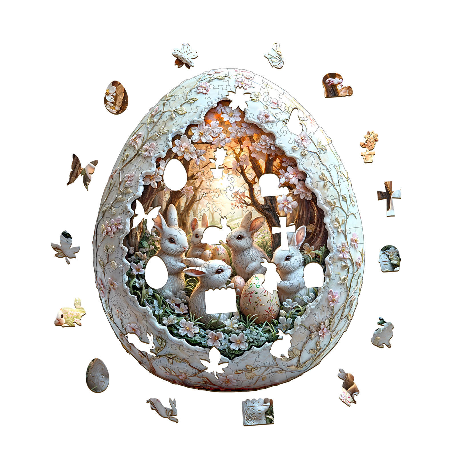 3D Eggshell world Easter-2 Wooden Jigsaw Puzzle - Image 3