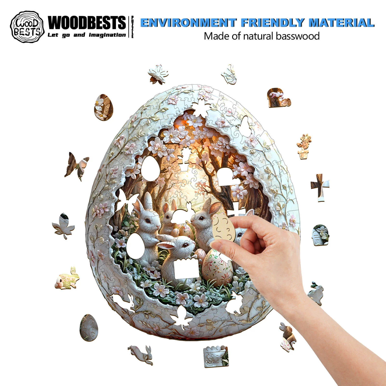 3D Eggshell world Easter-2 Wooden Jigsaw Puzzle - Image 5