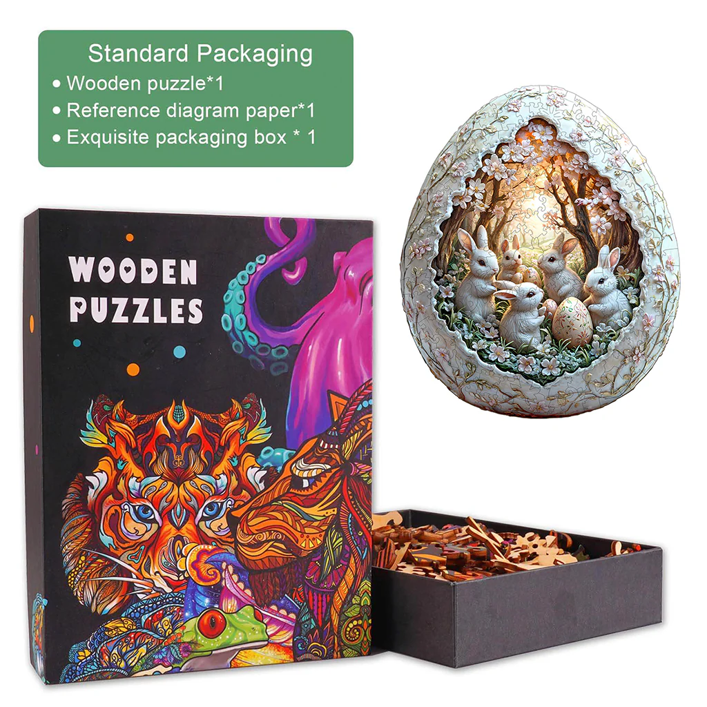 3D Eggshell world Easter-2 Wooden Jigsaw Puzzle - Image 6