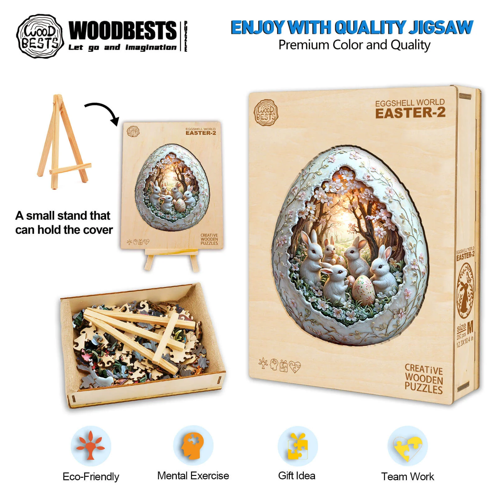 3D Eggshell world Easter-2 Wooden Jigsaw Puzzle - Image 7